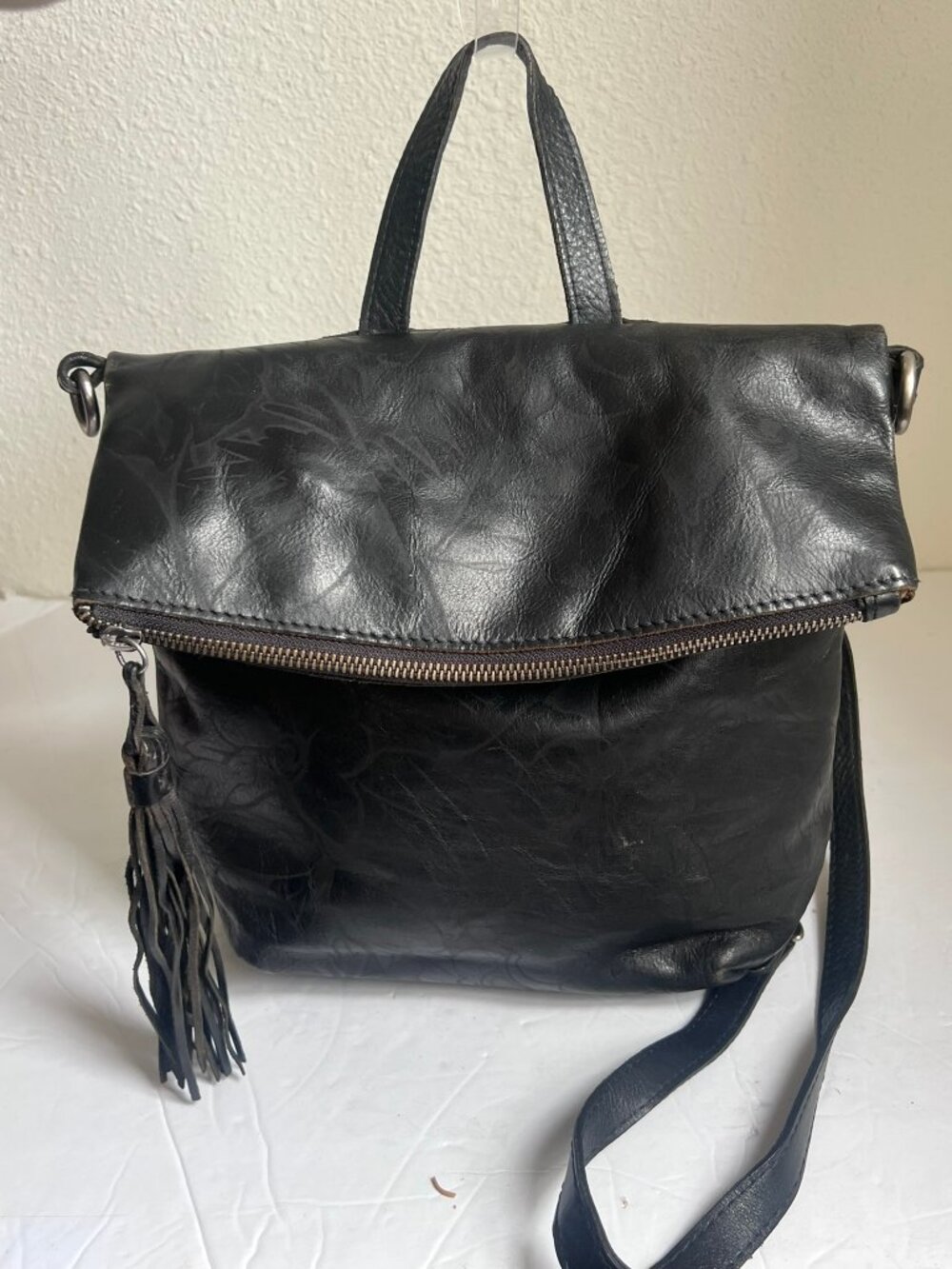 PATRICIA NASH LUZILLE CONVERTIBLE LEATHER BACKPACK TOOLED